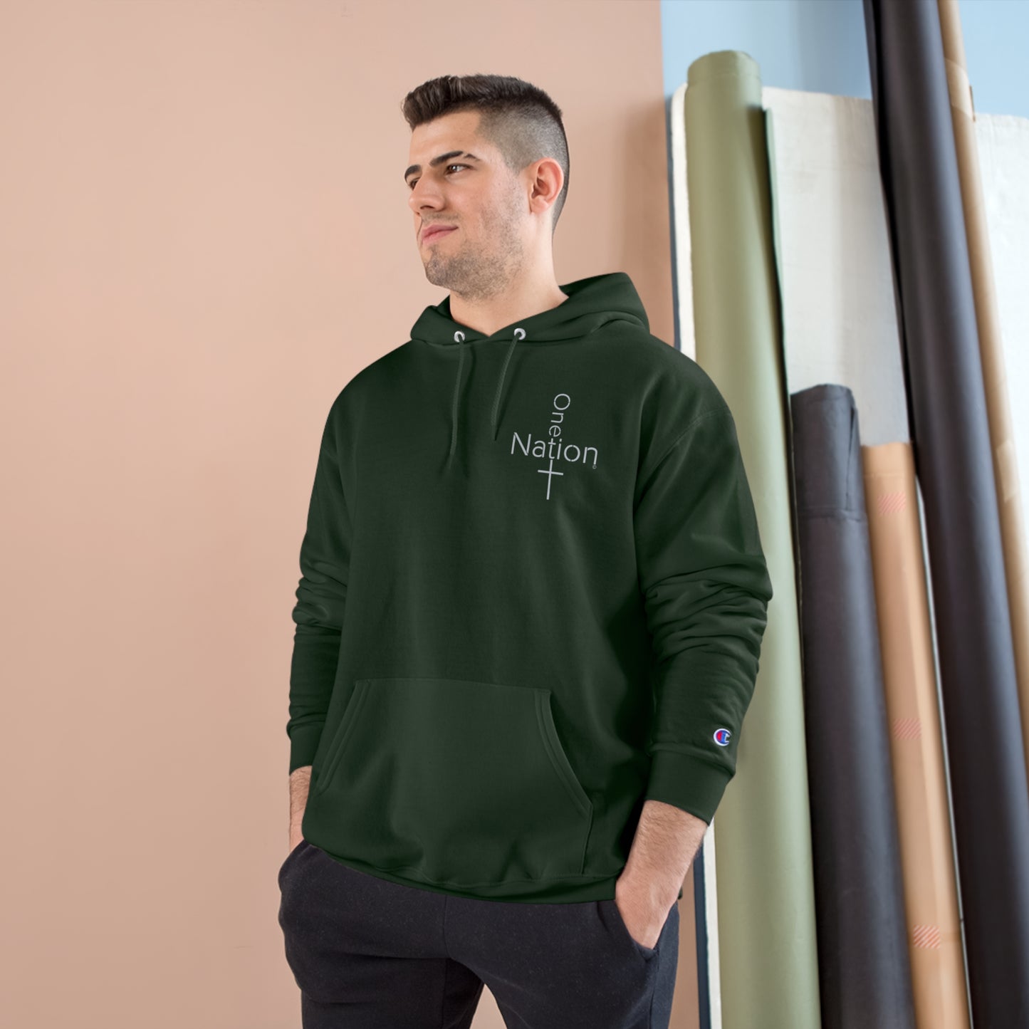 Our Heroes Collection - One Nation" - Embroidered Champion Hoodie