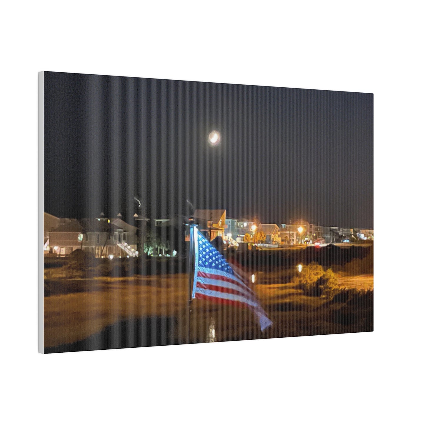 Our Original "Old Glory by Moon Light" Matte Canvas, Stretched, 0.75"
