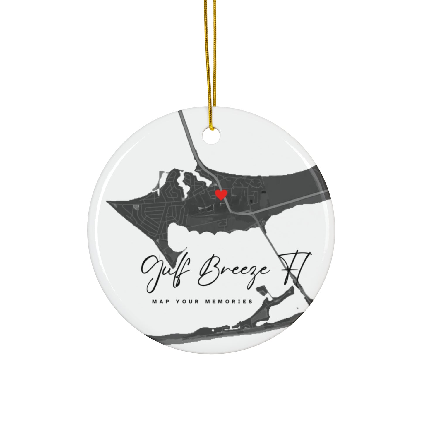 Map Your Memories© Gulf Breeze, Fl Ornament -Ceramic