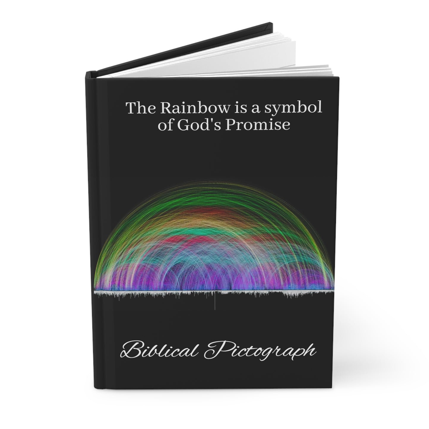 Hardcover Journal Matte Rainbow Biblical Pictograph- An Angel Feathers Original design, listed under the Southern Sass Collection