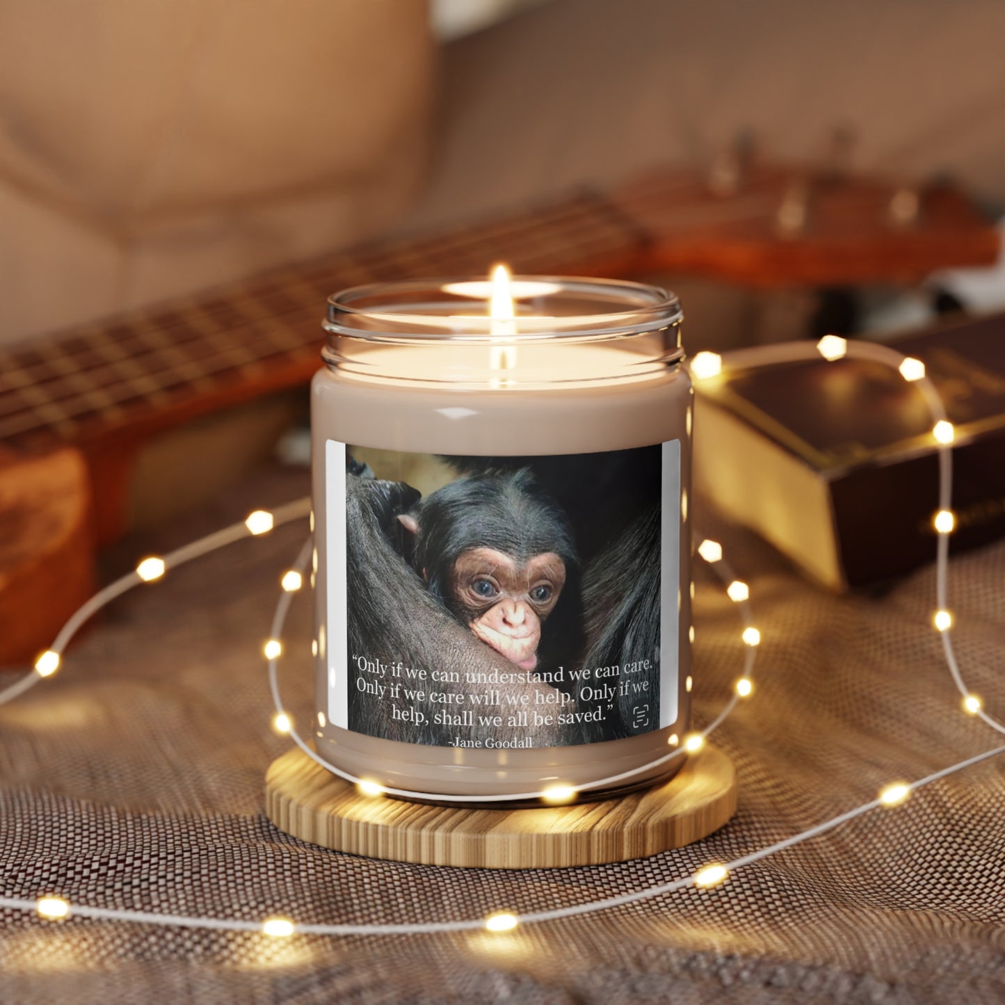 Angel Feathers Original design, Southern Sass. Jane Goodall Scented Soy Candle, 9oz