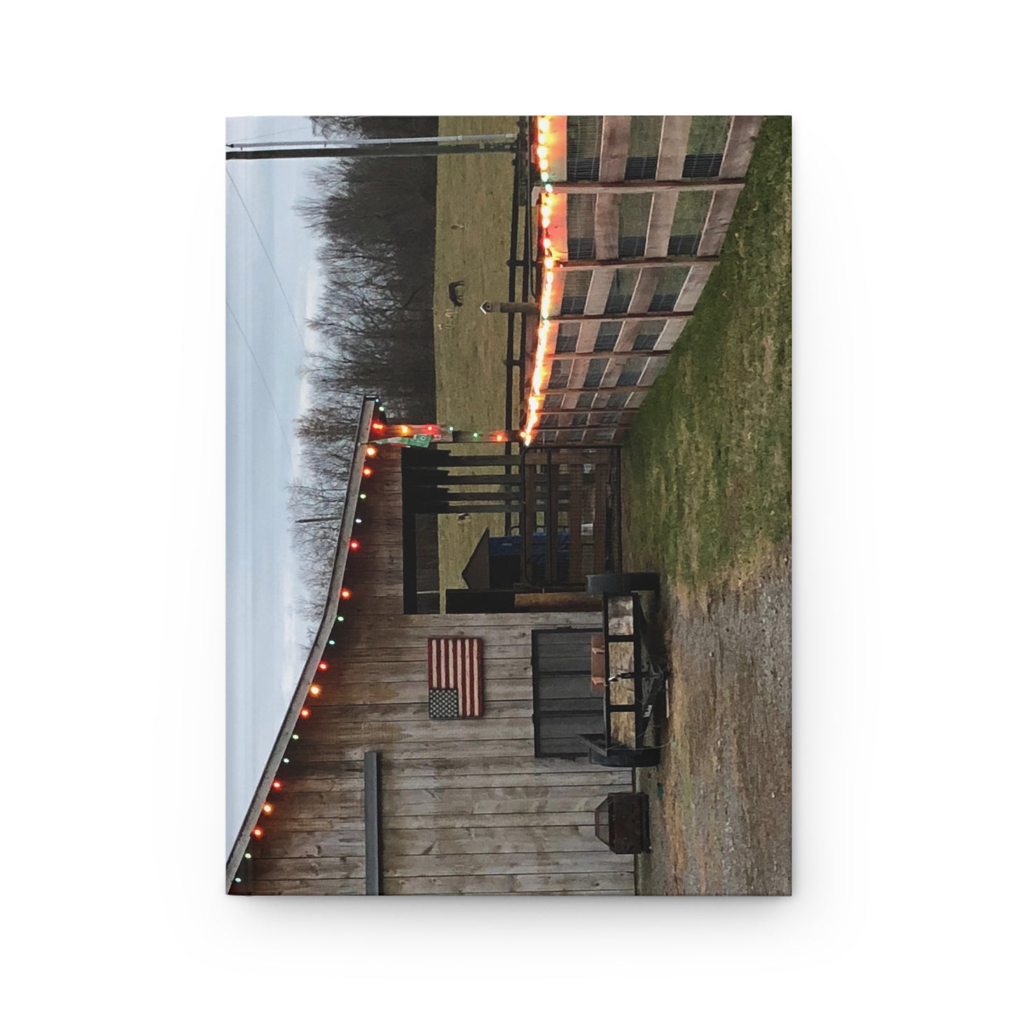 Hardcover Journal Matte - Americana Christmas Barn Lights Design