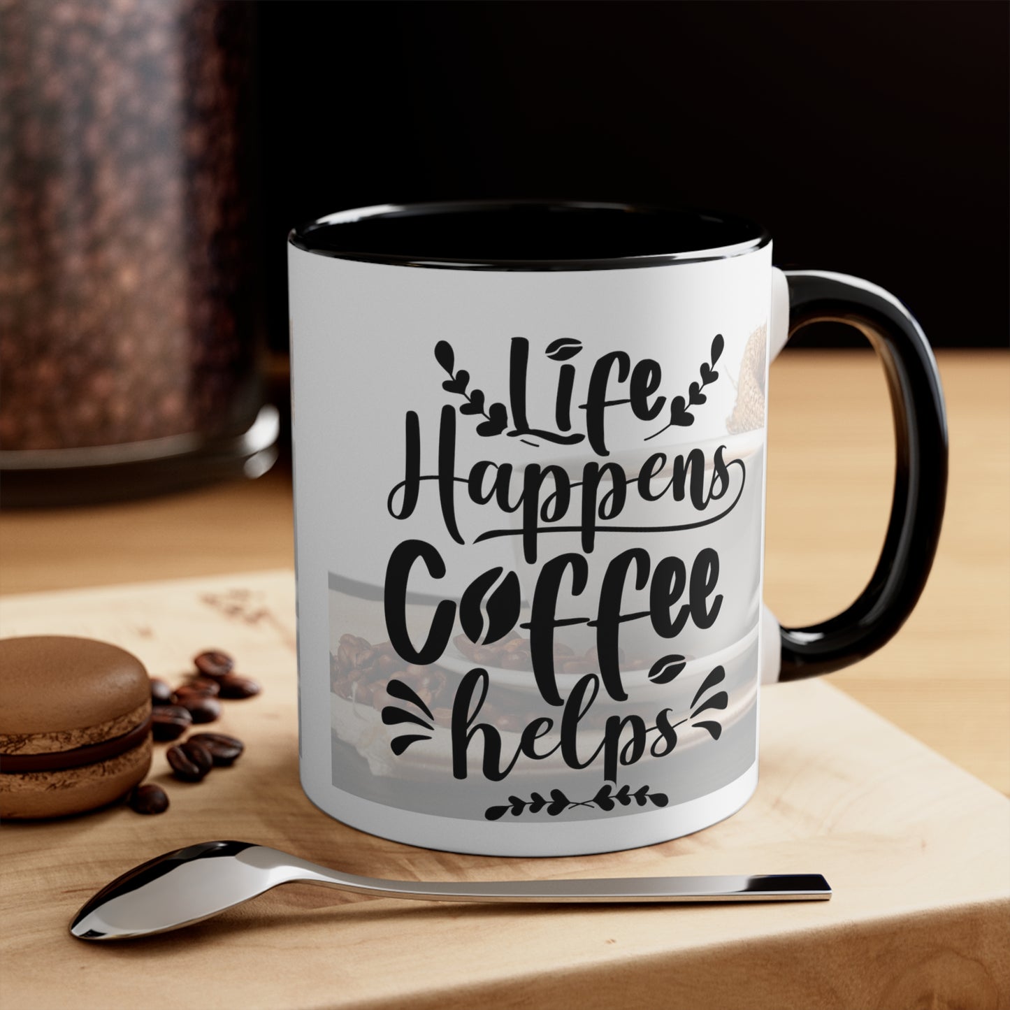 An Angel Feathers Original - " Life Happens" - Accent Coffee Mug, 11oz