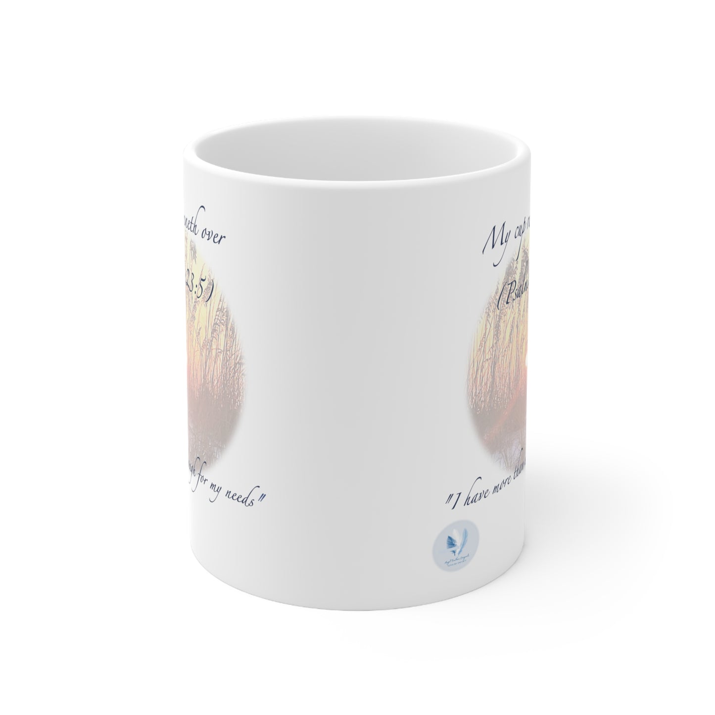 An Angel Feathers Original - My Cup Runneth Over" ceramic coffe mug