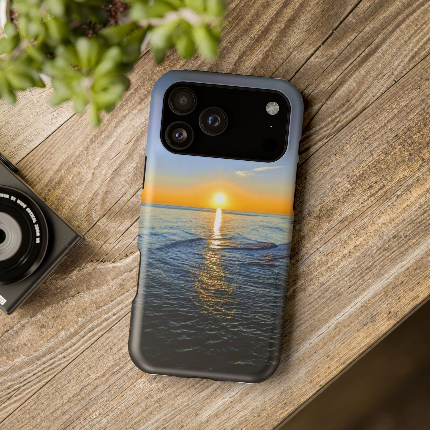 Sunset Over Ocean Impact-Resistant Phone Case — Beach Wave Protective Cover