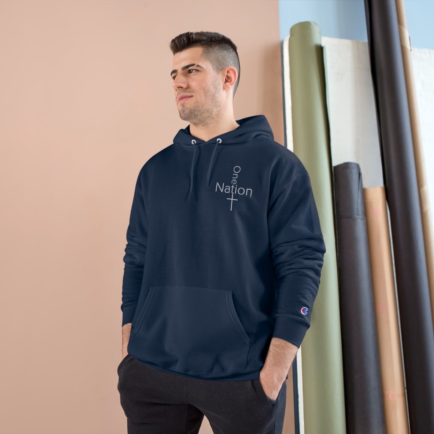 Our Heroes Collection - One Nation" - Embroidered Champion Hoodie