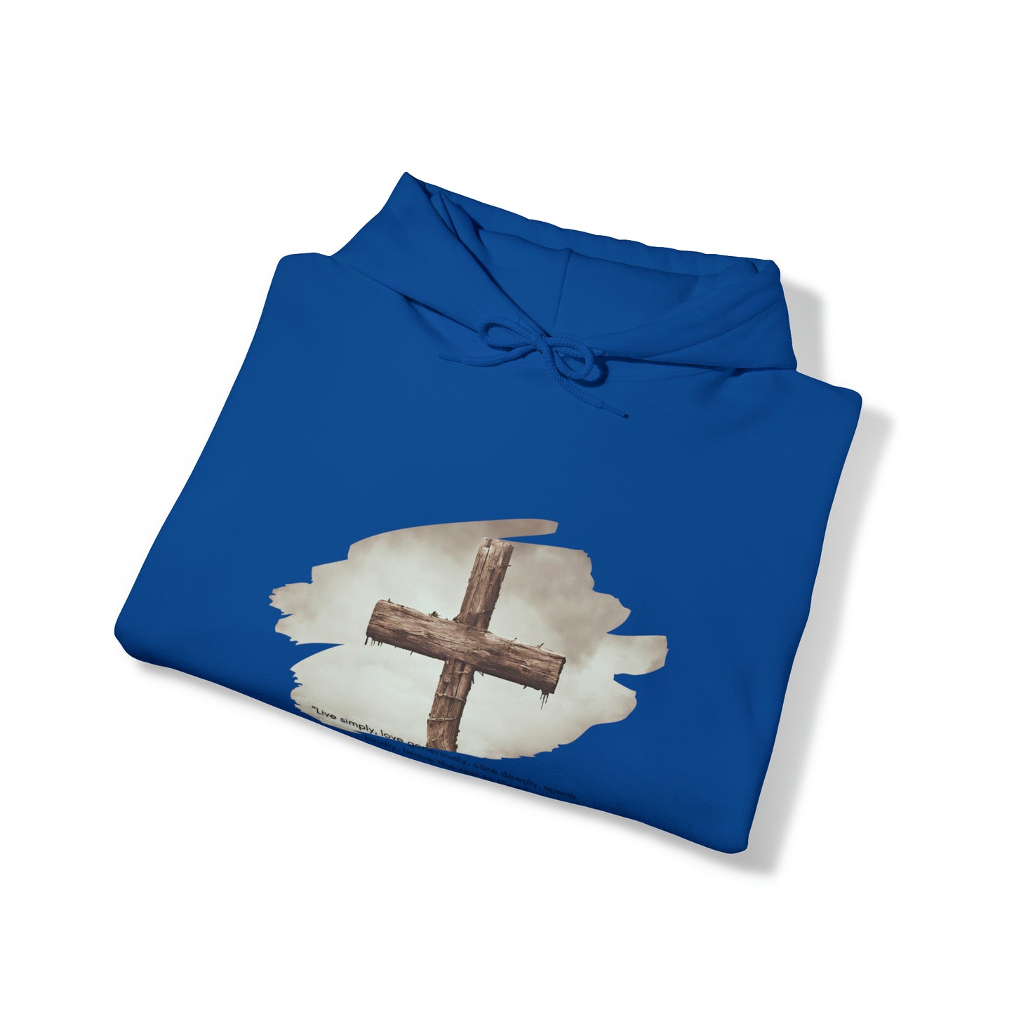 AN Angel Feathers Original design - Rugged Cross - center -Heavy Blend™ Hooded Sweatshirt