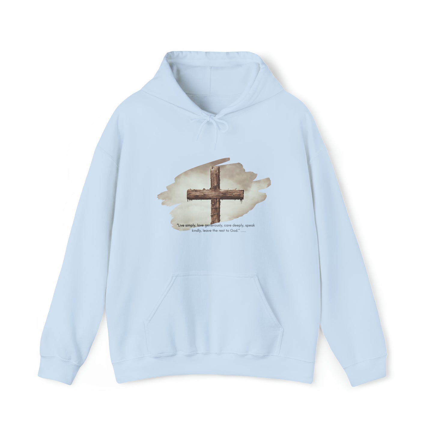 AN Angel Feathers Original design - Rugged Cross - center -Heavy Blend™ Hooded Sweatshirt
