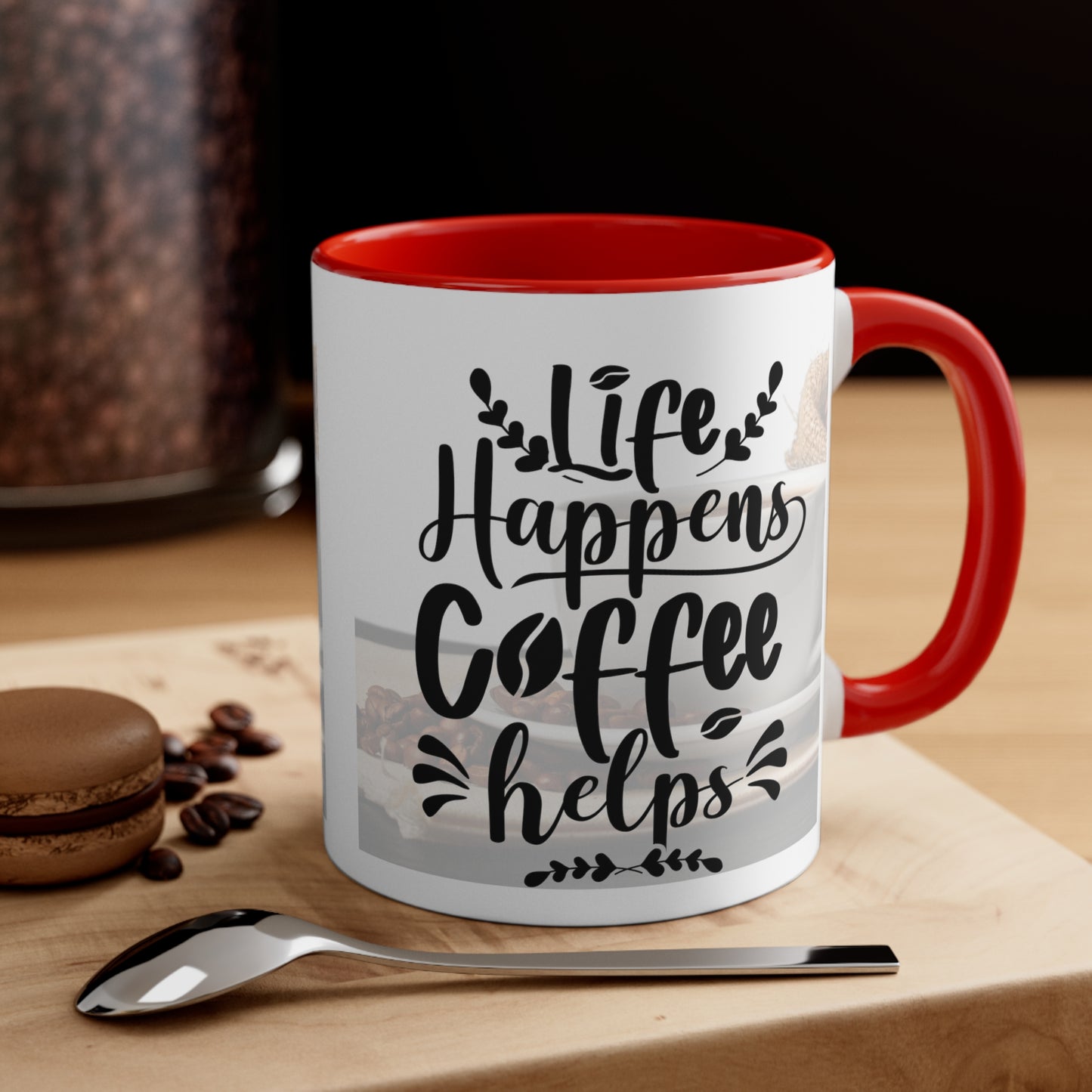 An Angel Feathers Original - " Life Happens" - Accent Coffee Mug, 11oz