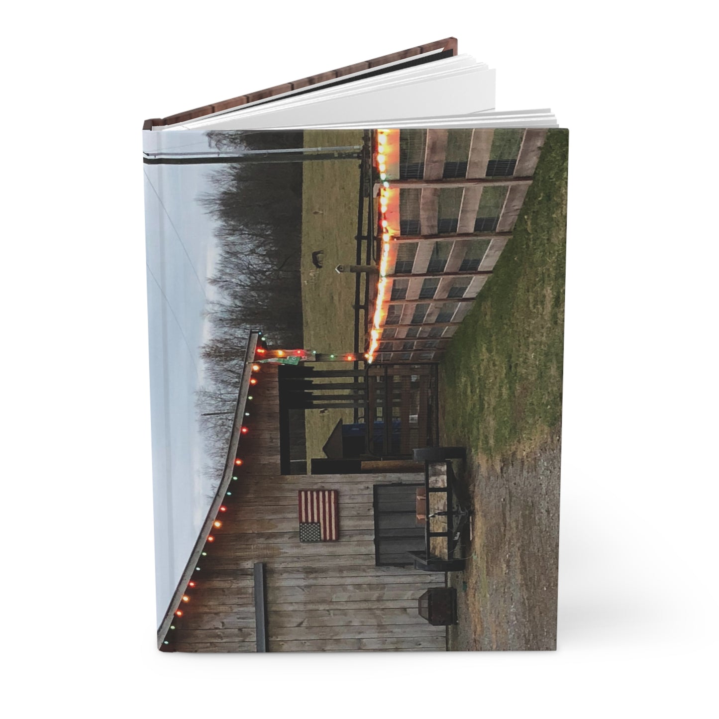 Hardcover Journal Matte - Americana Christmas Barn Lights Design
