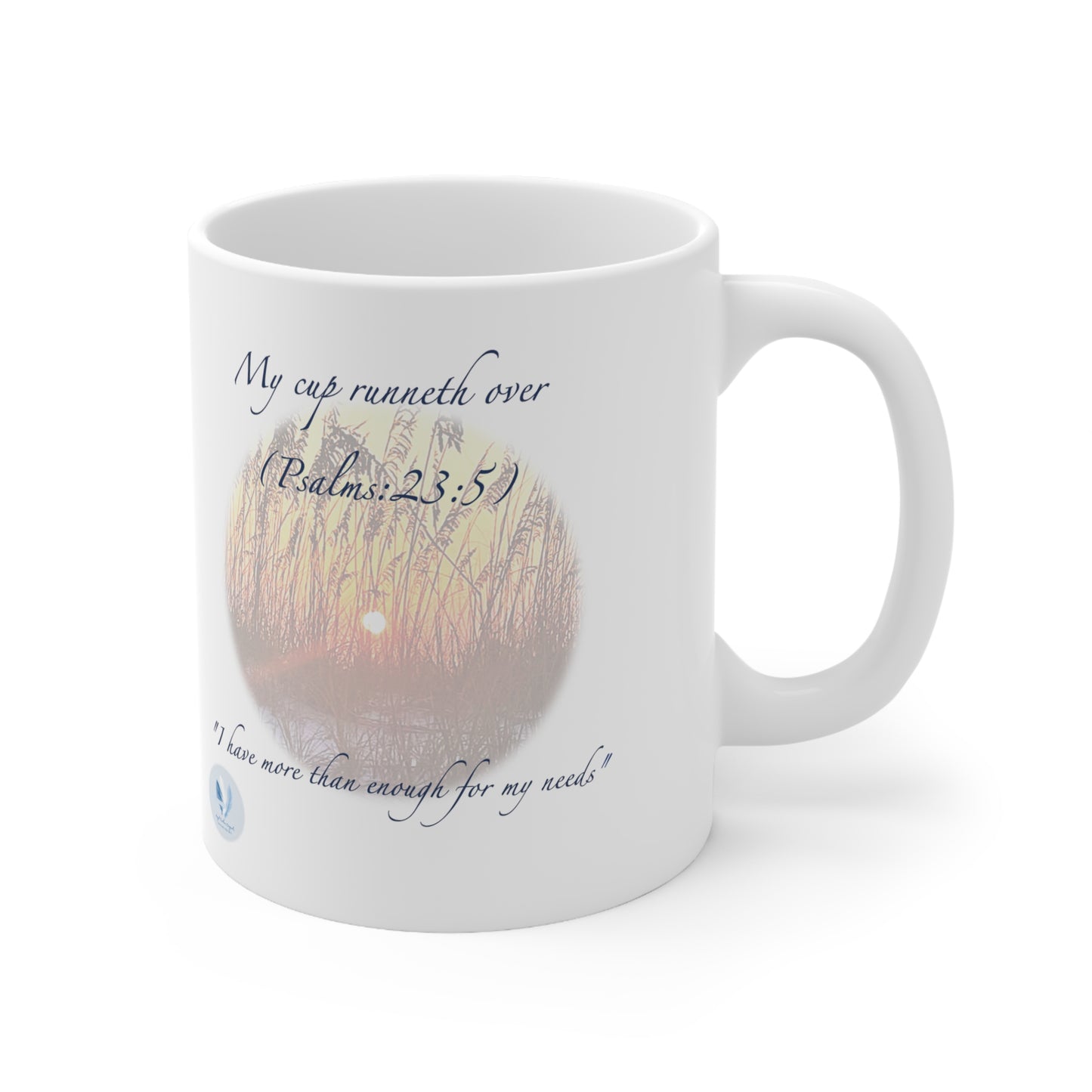 An Angel Feathers Original - My Cup Runneth Over" ceramic coffe mug