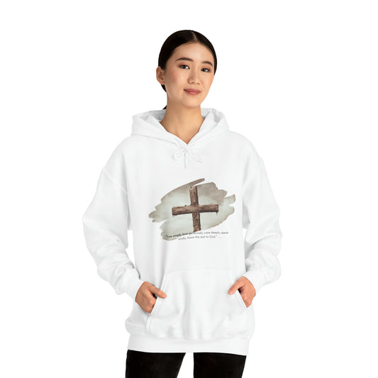 AN Angel Feathers Original design - Rugged Cross - center -Heavy Blend™ Hooded Sweatshirt