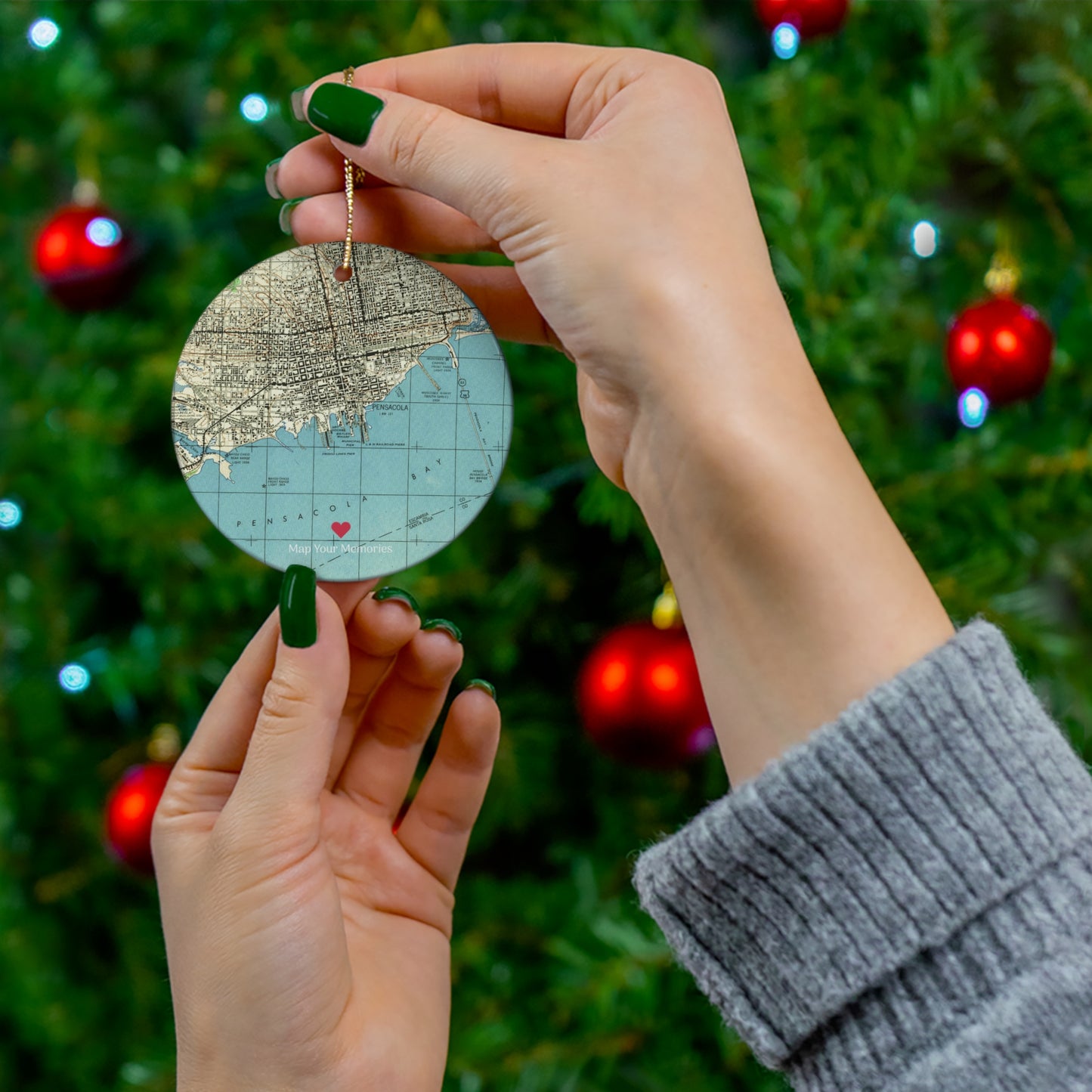 An Angel Feathers Original Ceramic Ornament - Adventure Map Memories Gift Ornament