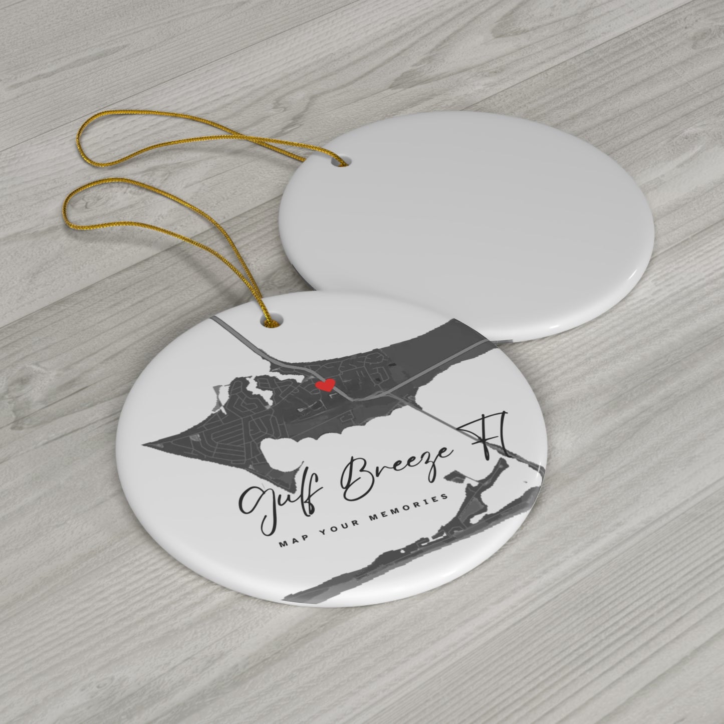 Map Your Memories© Gulf Breeze, Fl Ornament -Ceramic