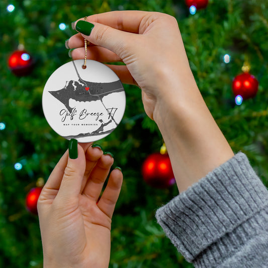 Map Your Memories© Gulf Breeze, Fl Ornament -Ceramic