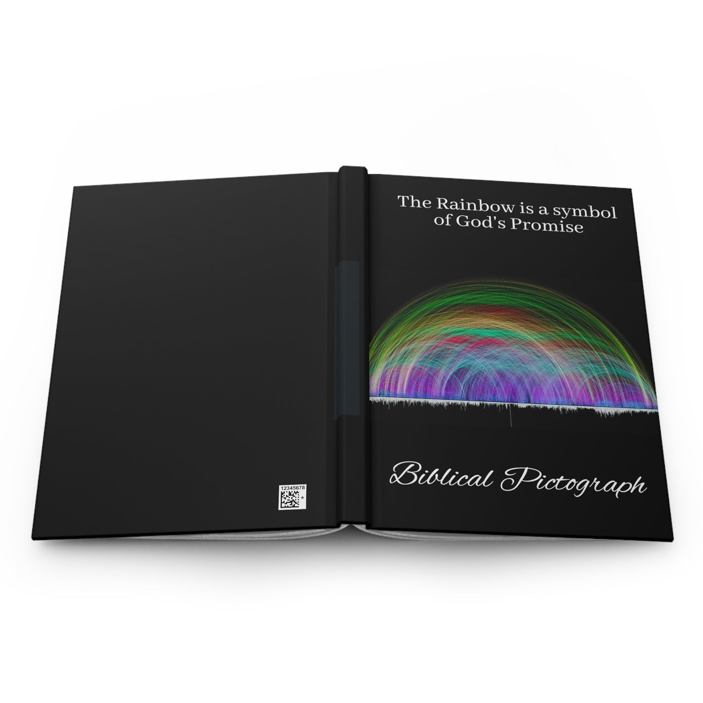 Hardcover Journal Matte Rainbow Biblical Pictograph- An Angel Feathers Original design, listed under the Southern Sass Collection
