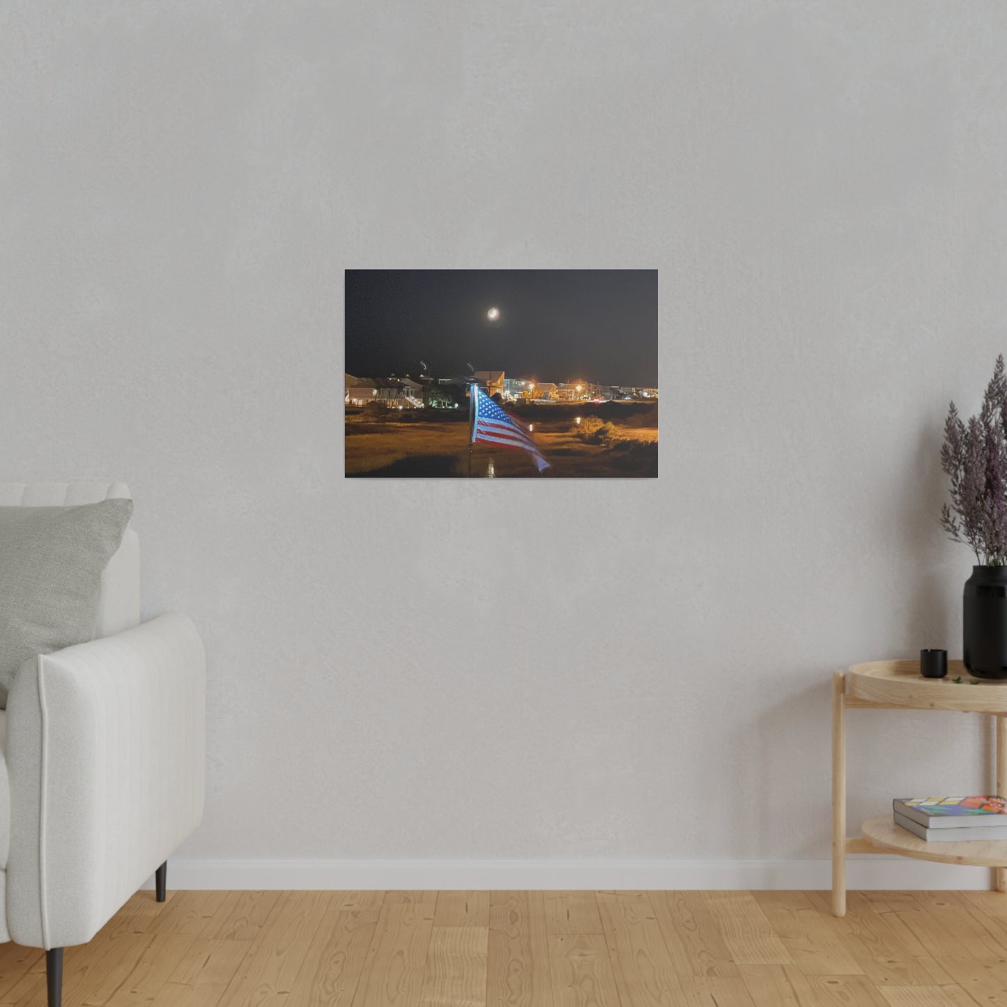 Our Original "Old Glory by Moon Light" Matte Canvas, Stretched, 0.75"