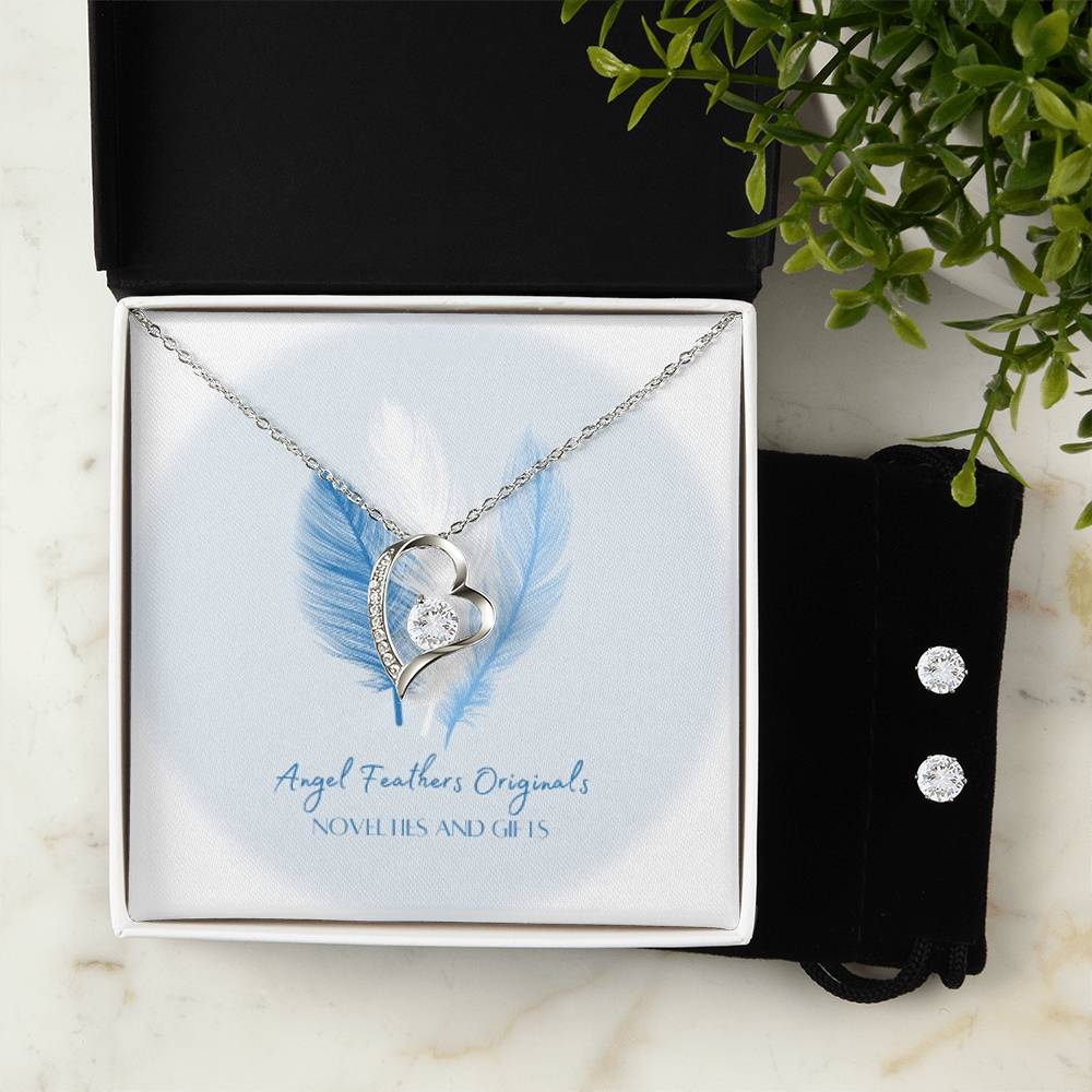 An Angel Feathers Original - Forever Love Necklace and Ear Rings