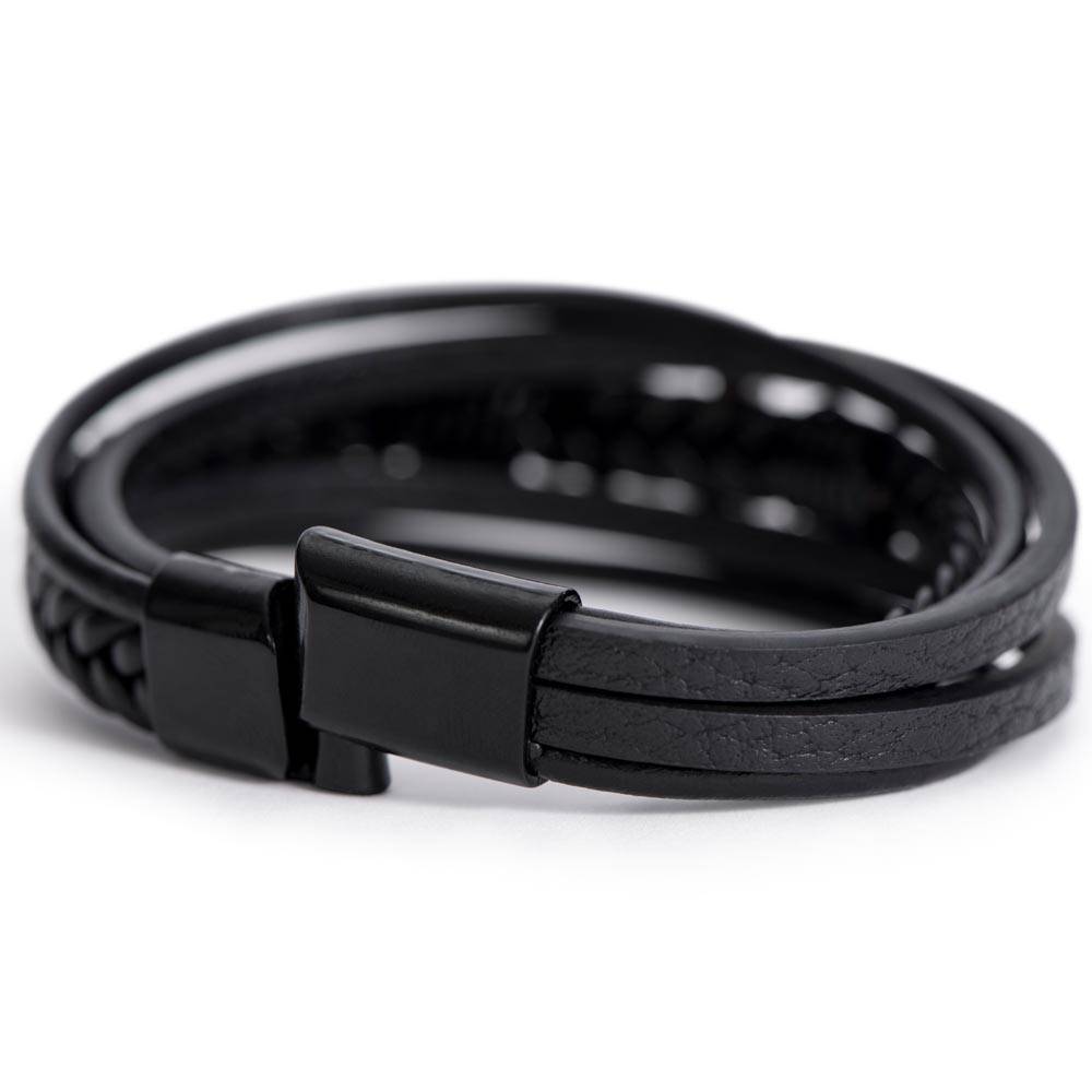 An Angel Feathers Original - Men's Cross Leather Bracelet