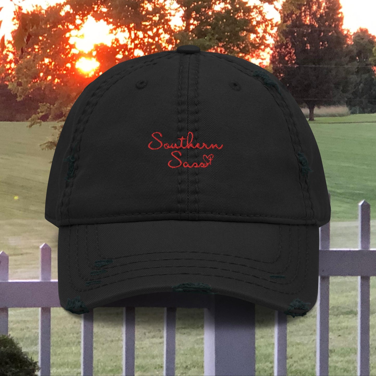 Our Southern Sass Collection ©- Embroidered Distressed Mom Hat