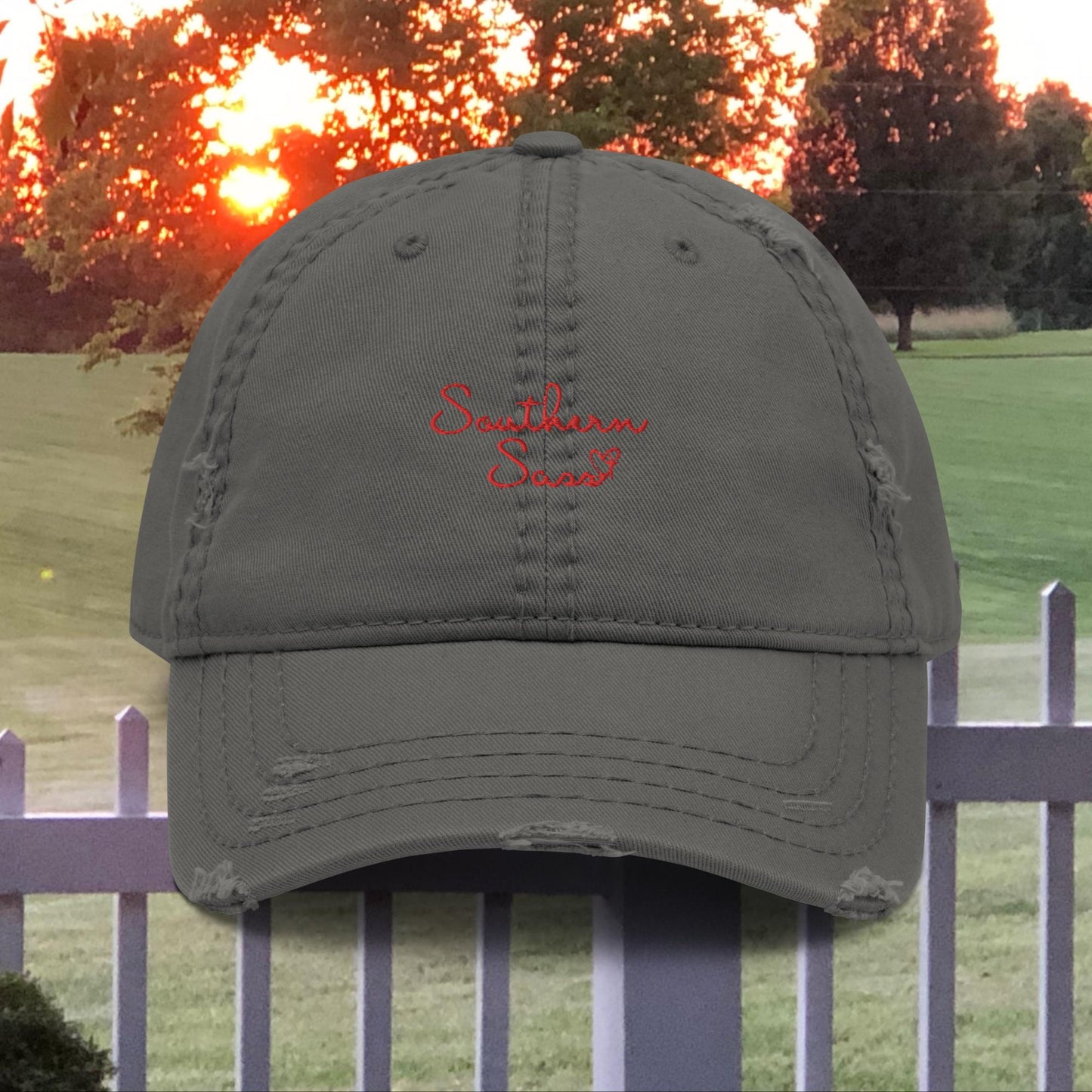 Our Southern Sass Collection ©- Embroidered Distressed Mom Hat