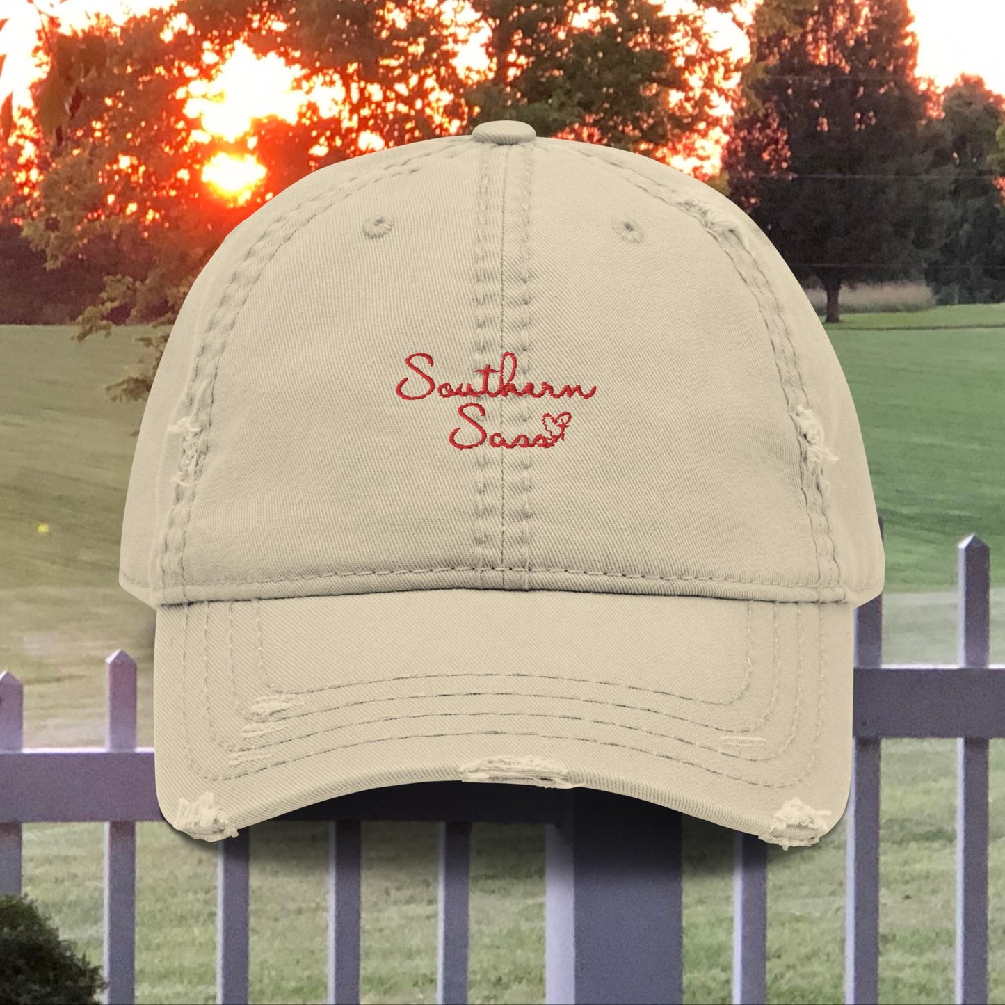 Our Southern Sass Collection ©- Embroidered Distressed Mom Hat