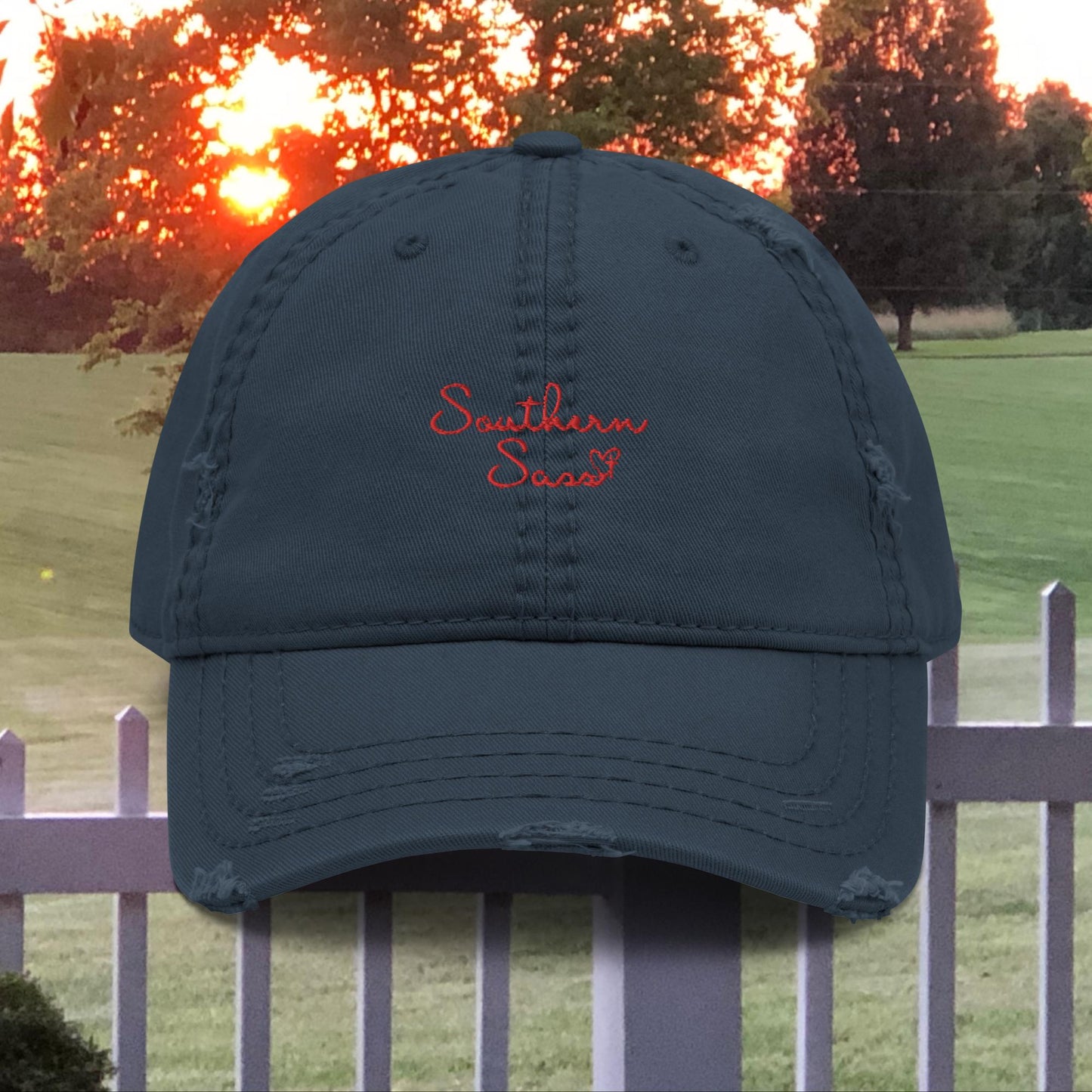 Our Southern Sass Collection ©- Embroidered Distressed Mom Hat