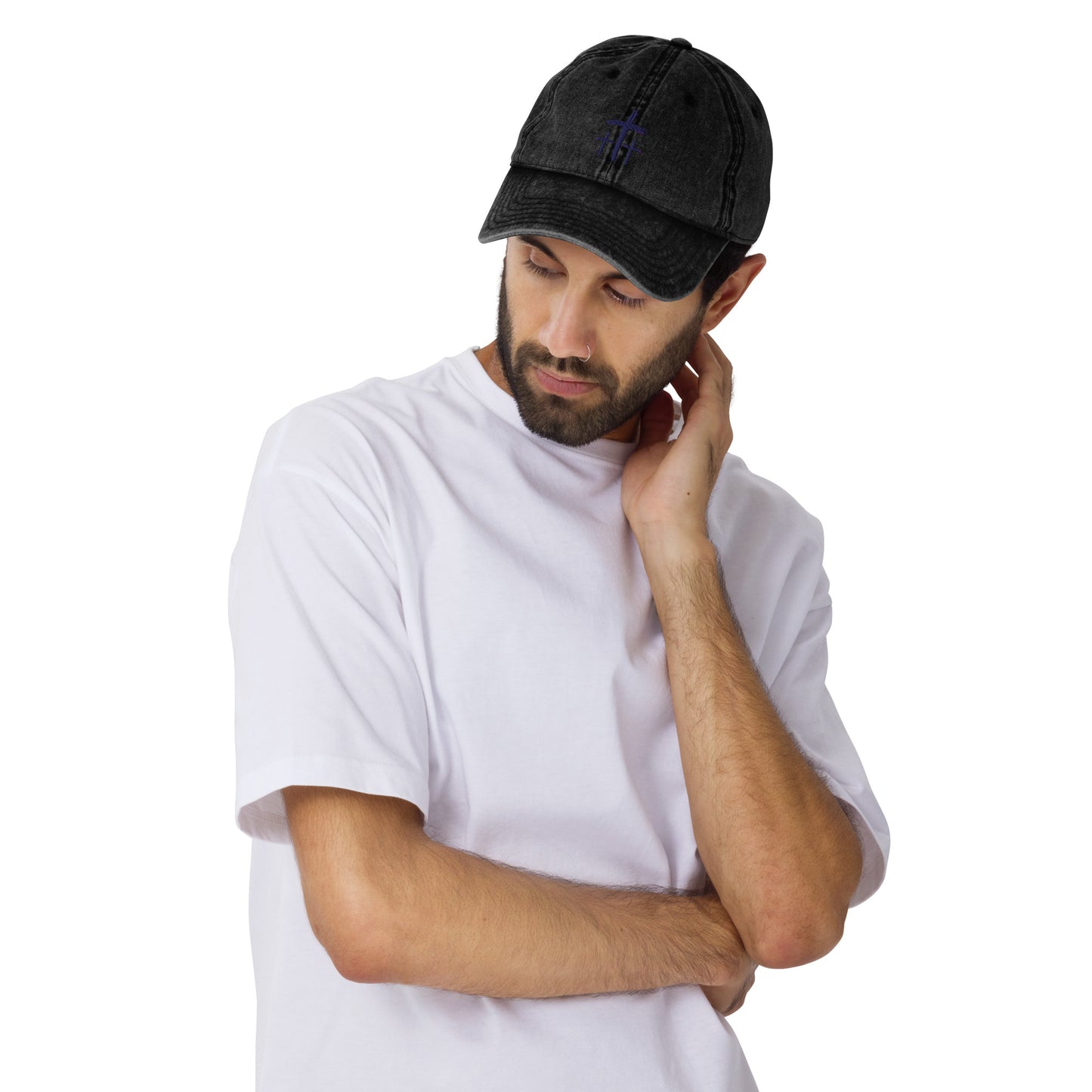 An Angel Feathers Original - Three crosses - Embroidered Cotton Twill Cap