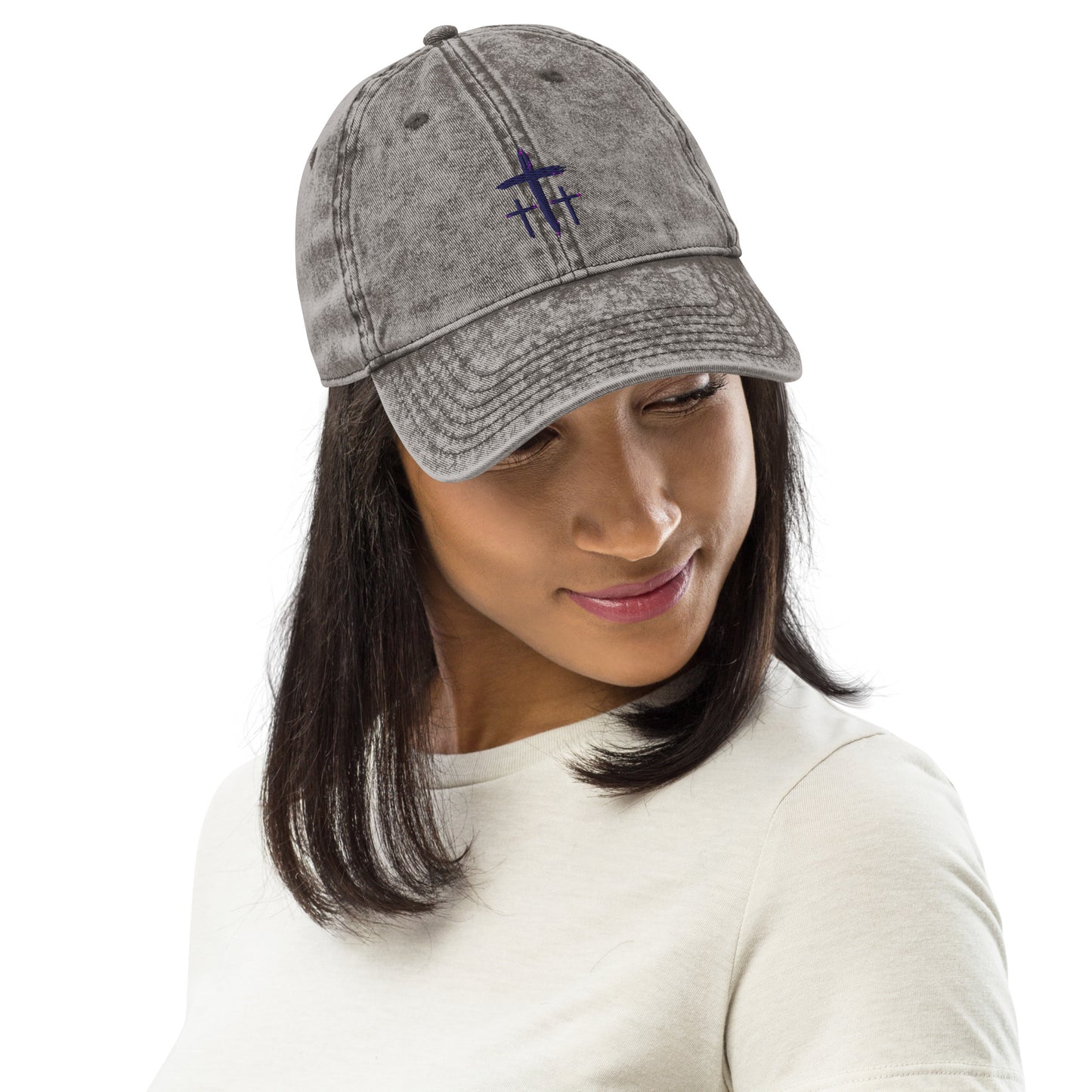 An Angel Feathers Original - Three Crosses - Embroidered Cotton Twill Cap
