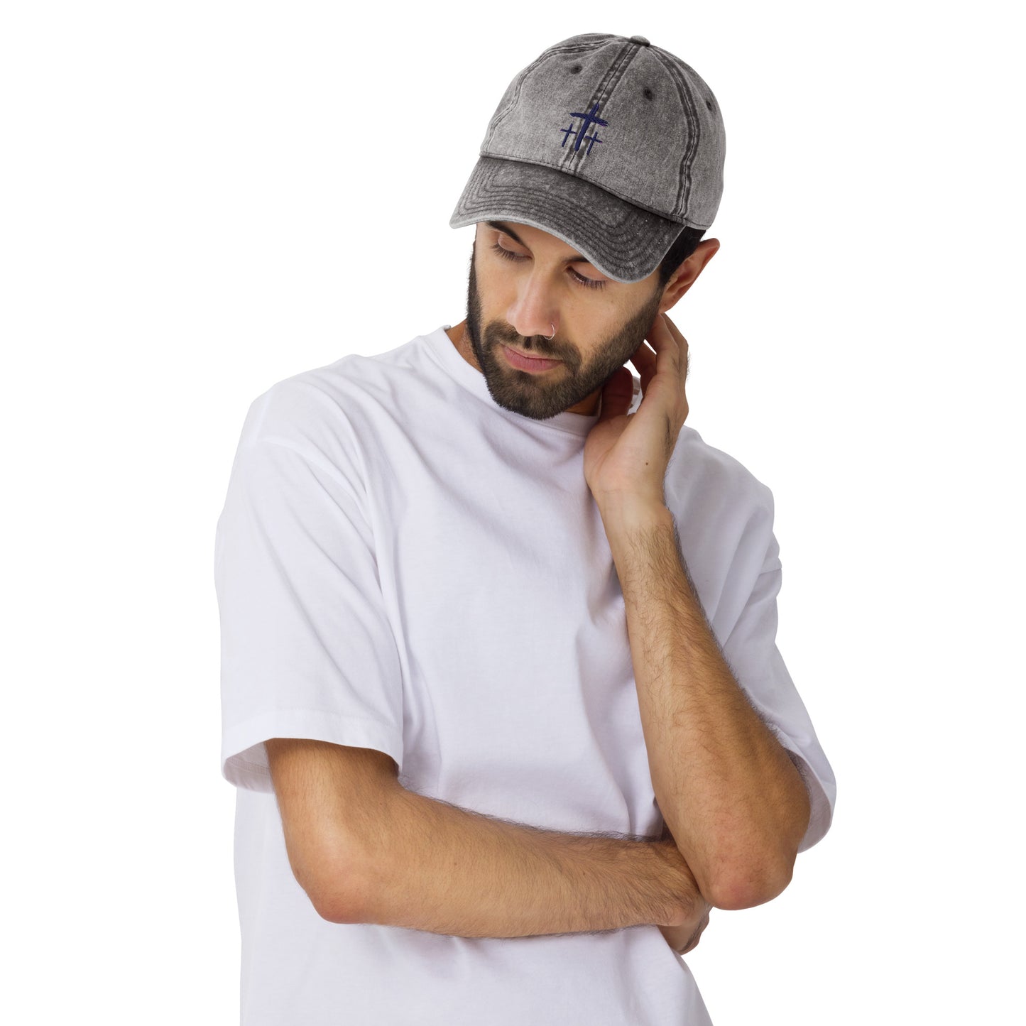 An Angel Feathers Original - Three crosses - Embroidered Cotton Twill Cap