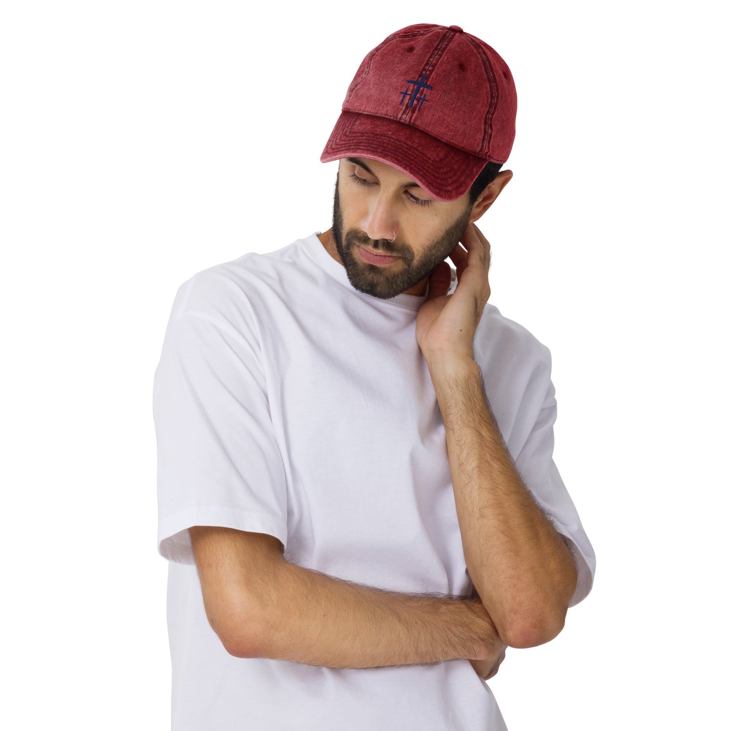 An Angel Feathers Original - Three crosses - Embroidered Cotton Twill Cap