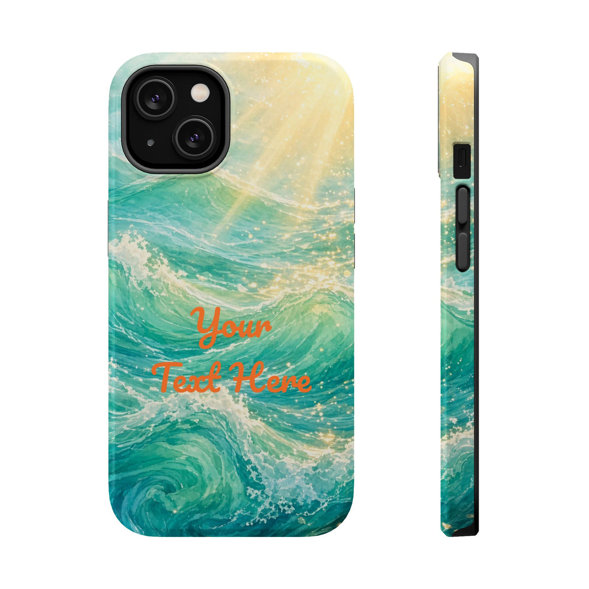 Personalized Magnetic Impact Phone Case – Custom Name or Verse on Ocean Waves - for iPhone and Samsung