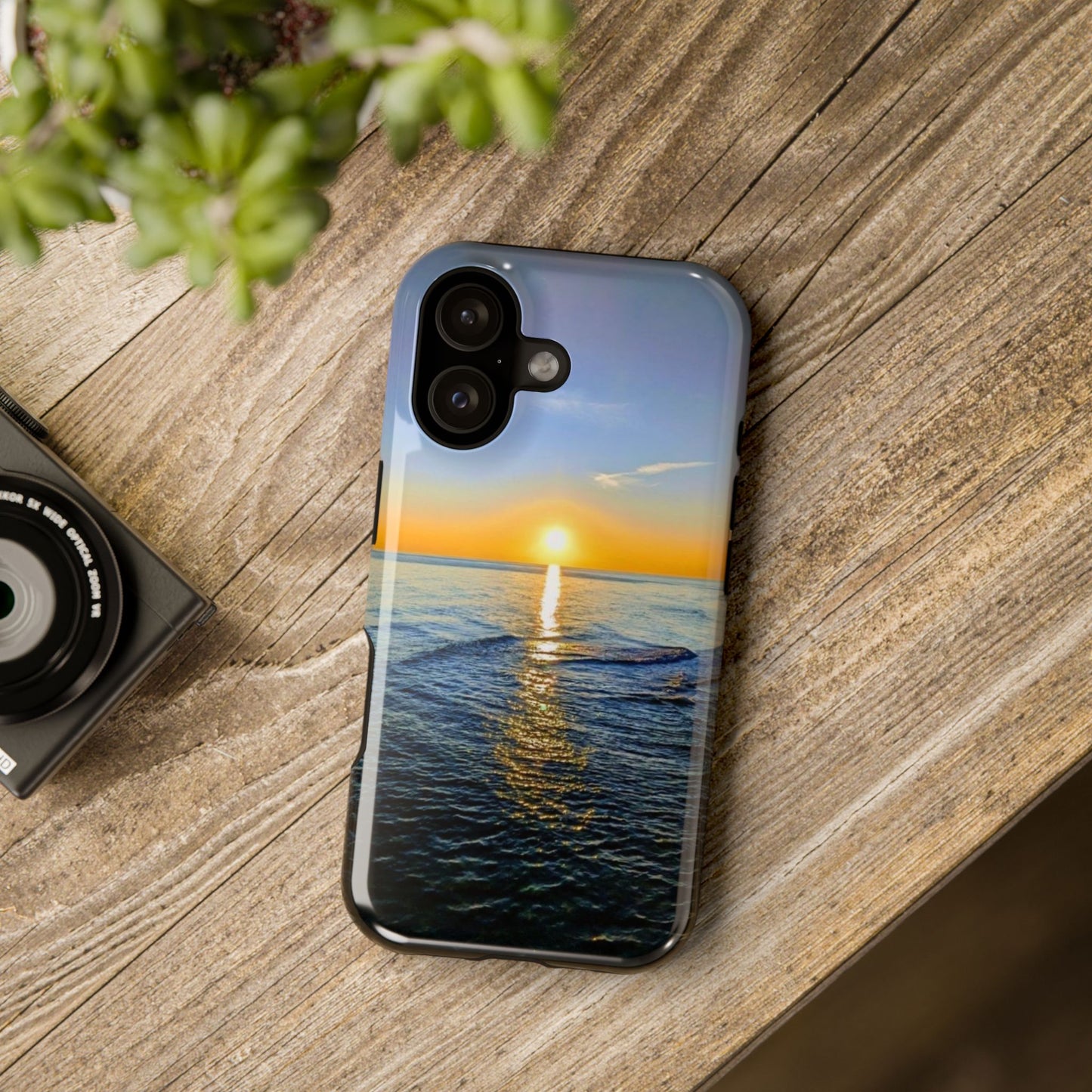 Sunset Over Ocean Impact-Resistant Phone Case — Beach Wave Protective Cover