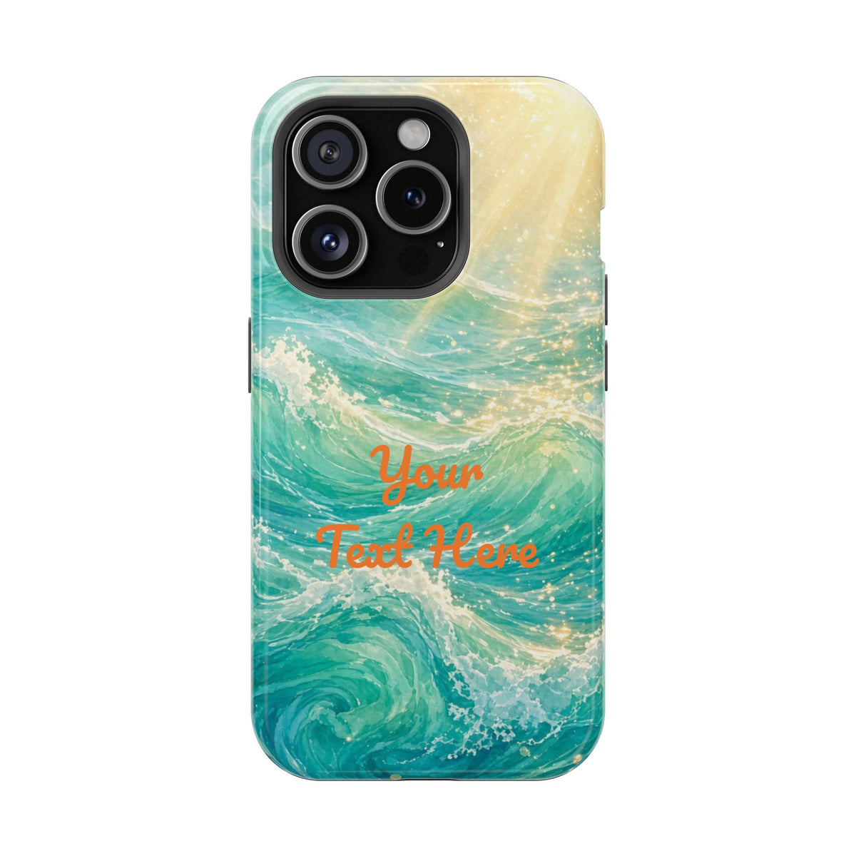 Personalized Magnetic Impact Phone Case – Custom Name or Verse on Ocean Waves - for iPhone and Samsung