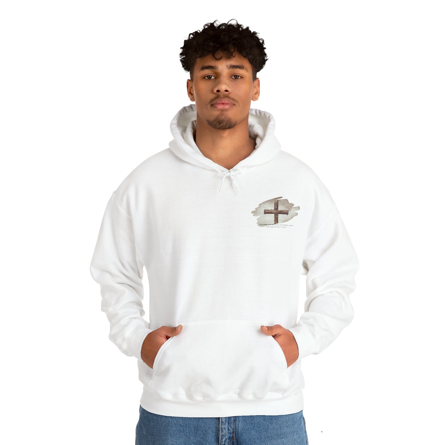 An Angel Feathers Original - Rugged Cross -  Heavy Blend™ Hooded Sweatshirt