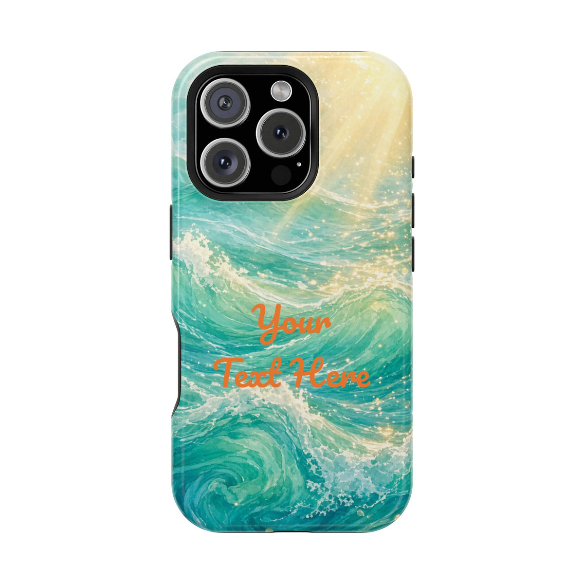 Personalized Magnetic Impact Phone Case – Custom Name or Verse on Ocean Waves - for iPhone and Samsung