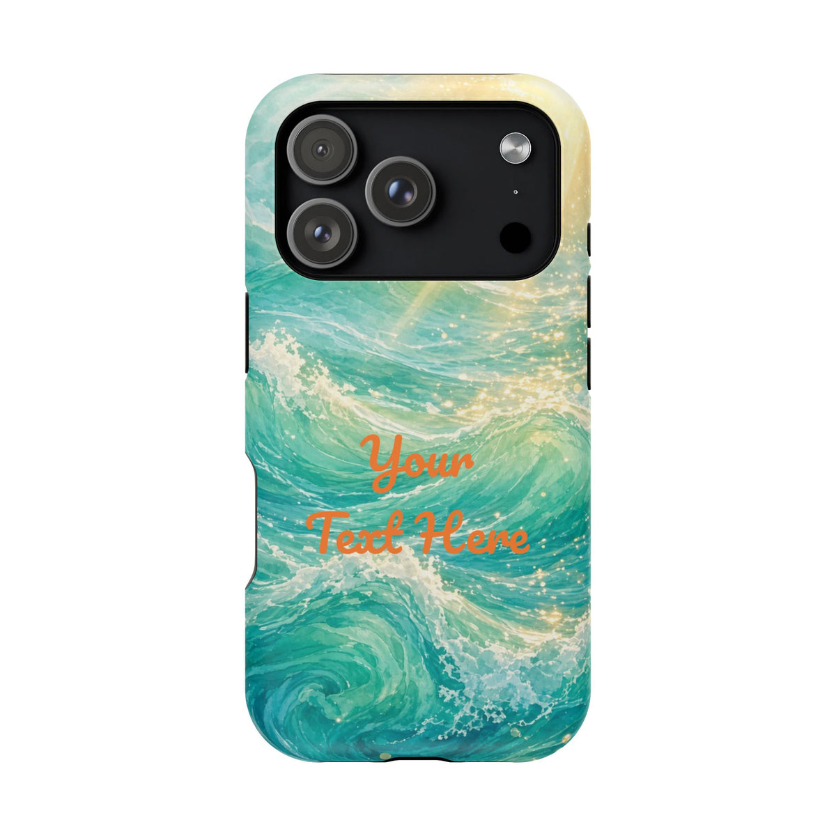 Personalized Magnetic Impact Phone Case – Custom Name or Verse on Ocean Waves - for iPhone and Samsung