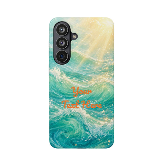 Personalized Magnetic Impact Phone Case – Custom Name or Verse on Ocean Waves - for iPhone and Samsung