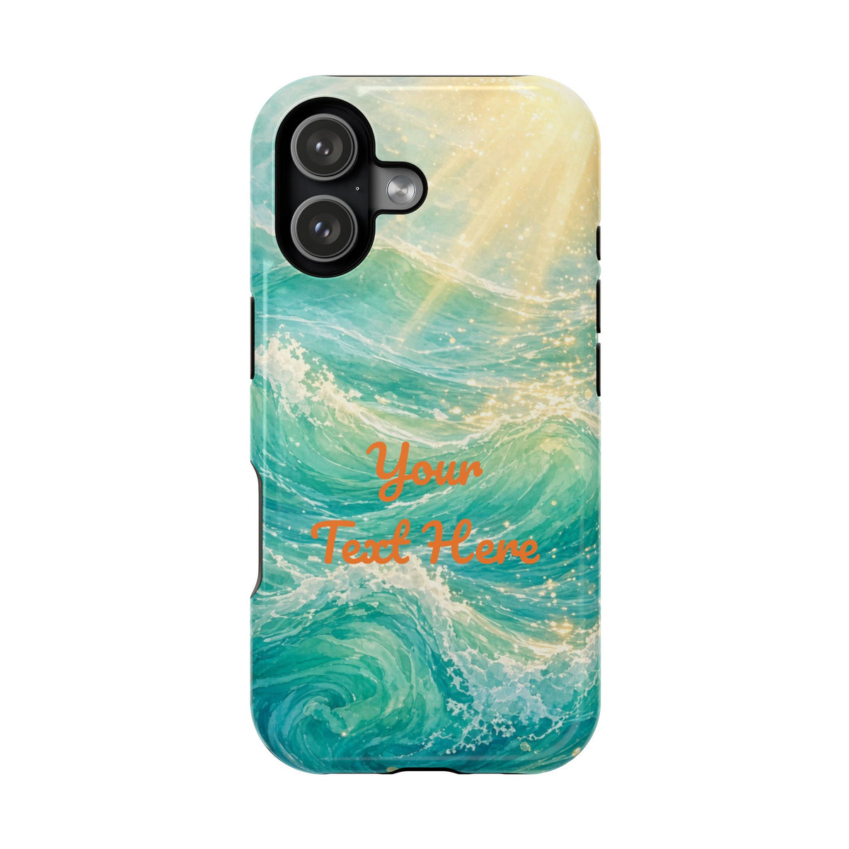 Personalized Magnetic Impact Phone Case – Custom Name or Verse on Ocean Waves - for iPhone and Samsung