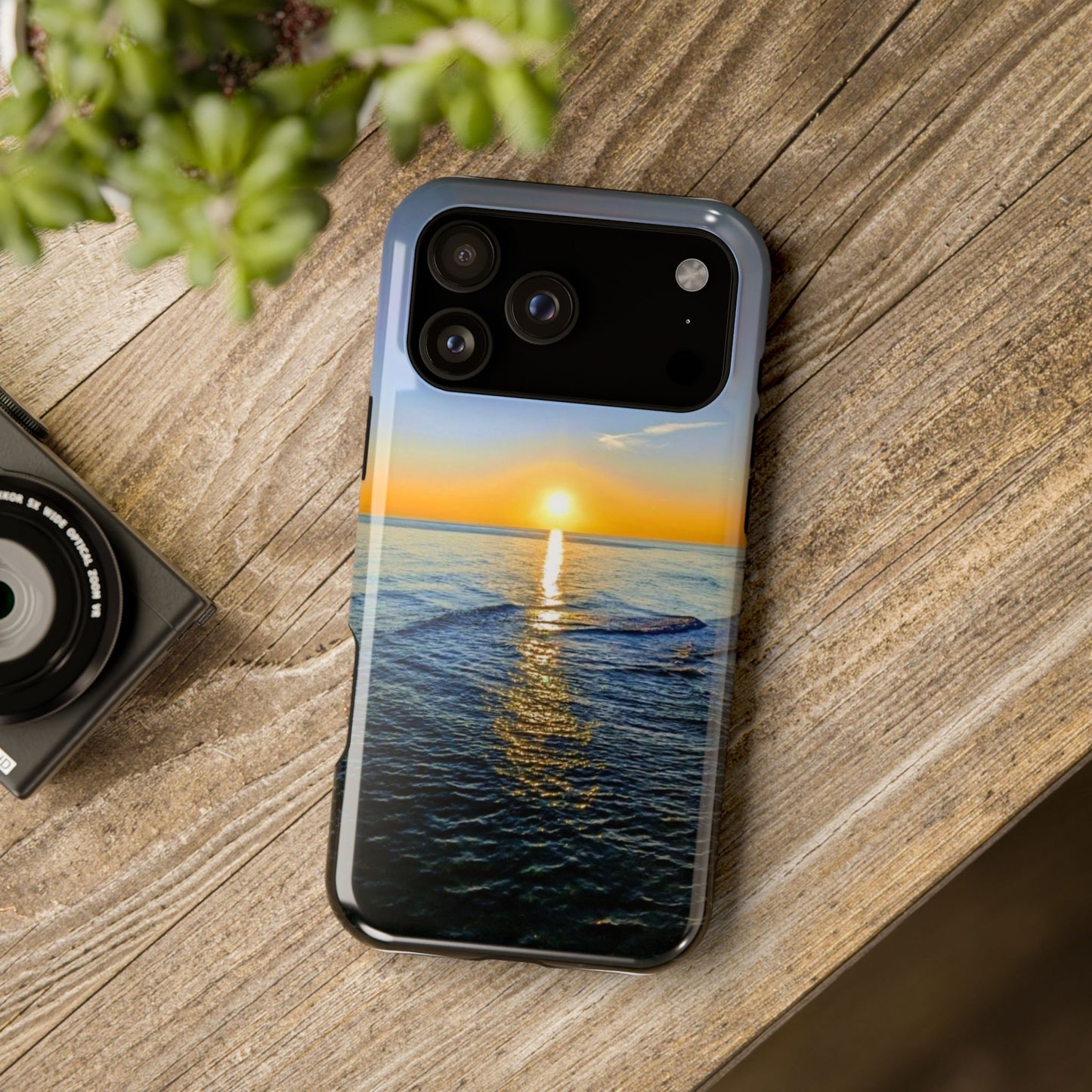 Sunset Over Ocean Impact-Resistant Phone Case — Beach Wave Protective Cover