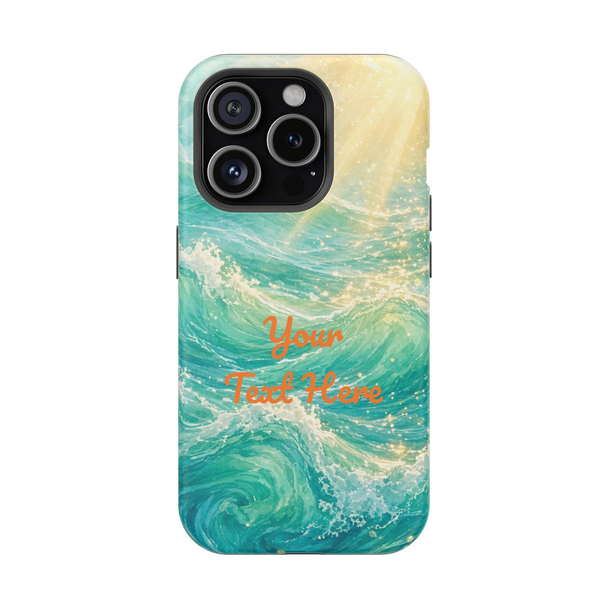 Personalized Magnetic Impact Phone Case – Custom Name or Verse on Ocean Waves - for iPhone and Samsung