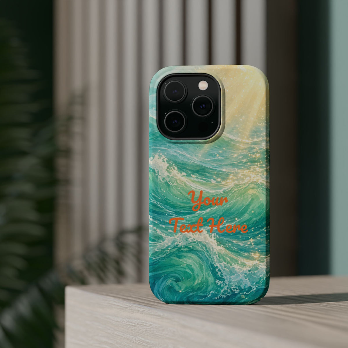 Personalized Magnetic Impact Phone Case – Custom Name or Verse on Ocean Waves - for iPhone and Samsung