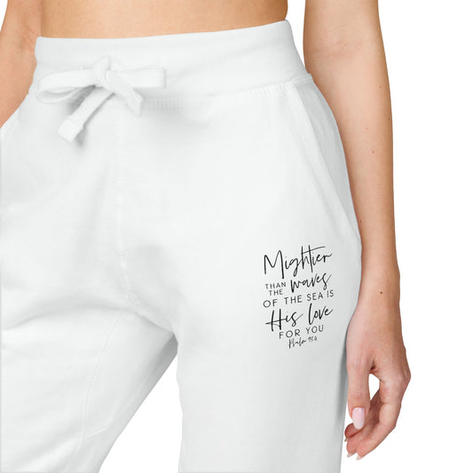 Psalm 93:4 Embroidered Fleece Sweatpants — Slim Cuffed Comfort