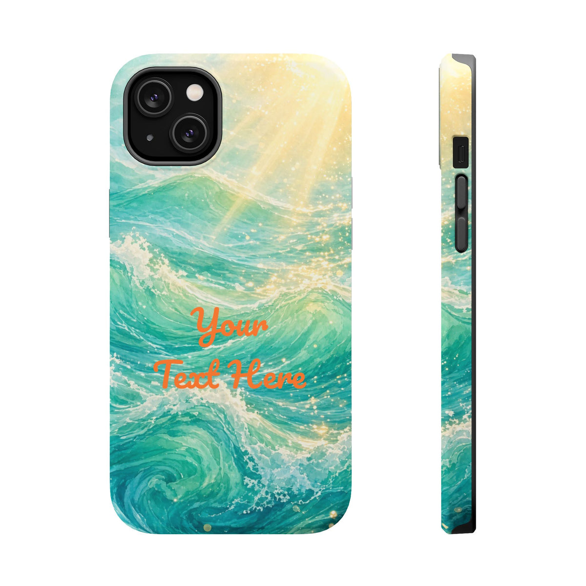 Personalized Magnetic Impact Phone Case – Custom Name or Verse on Ocean Waves - for iPhone and Samsung