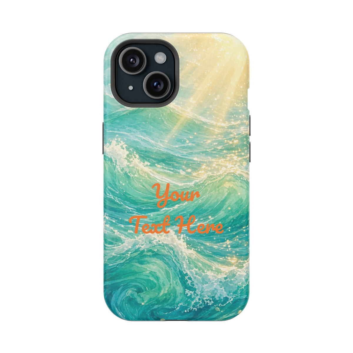 Personalized Magnetic Impact Phone Case – Custom Name or Verse on Ocean Waves - for iPhone and Samsung