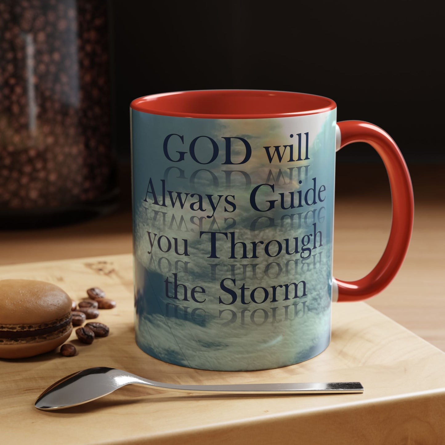 AN original artist production by Artist COG - "God thru the Storm" 11oz Black Coffee Mug