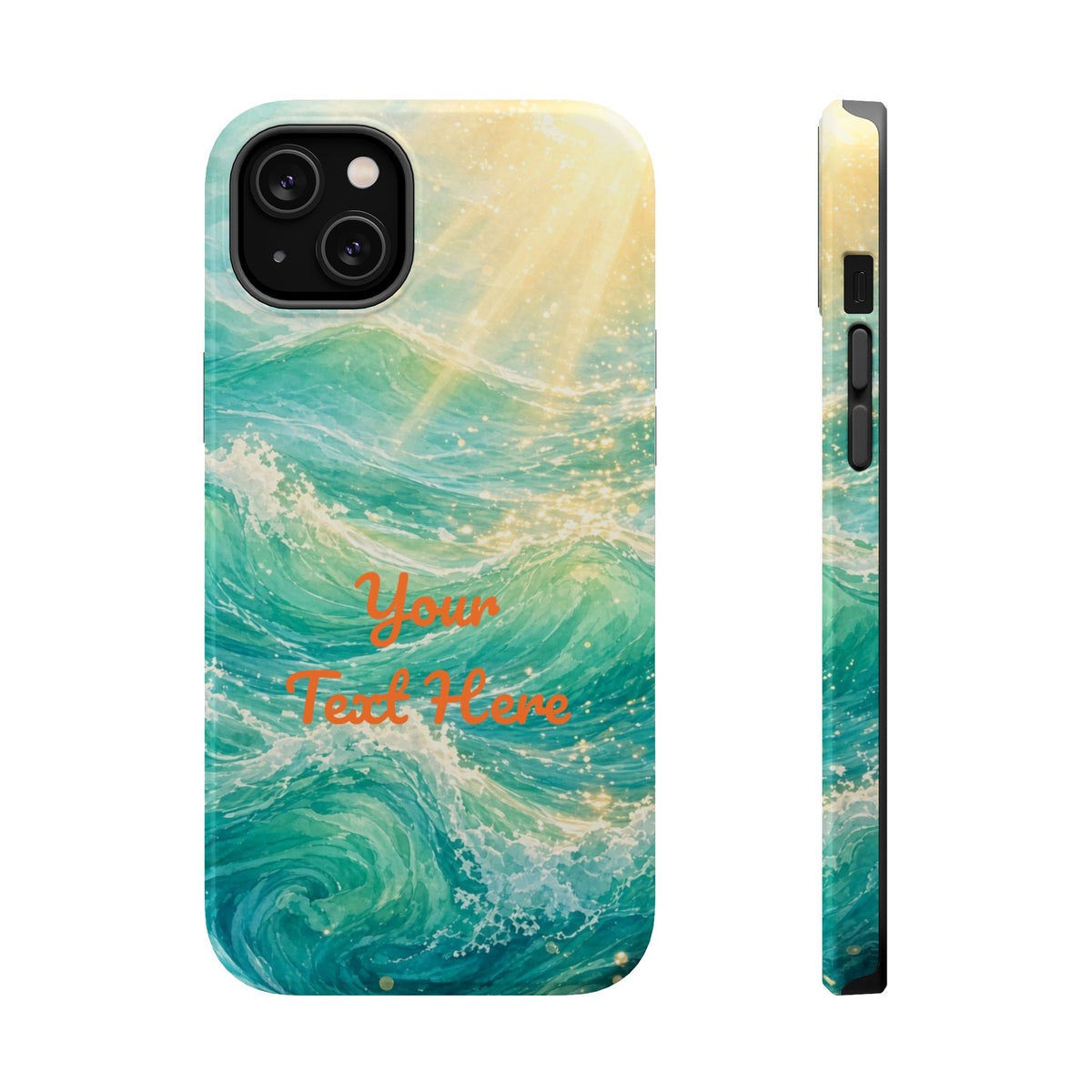 Personalized Magnetic Impact Phone Case – Custom Name or Verse on Ocean Waves - for iPhone and Samsung