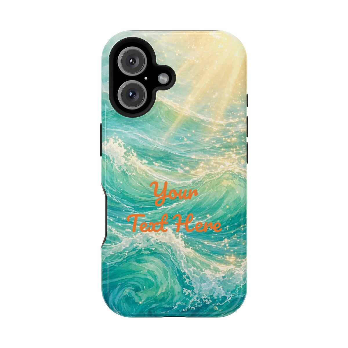 Personalized Magnetic Impact Phone Case – Custom Name or Verse on Ocean Waves - for iPhone and Samsung