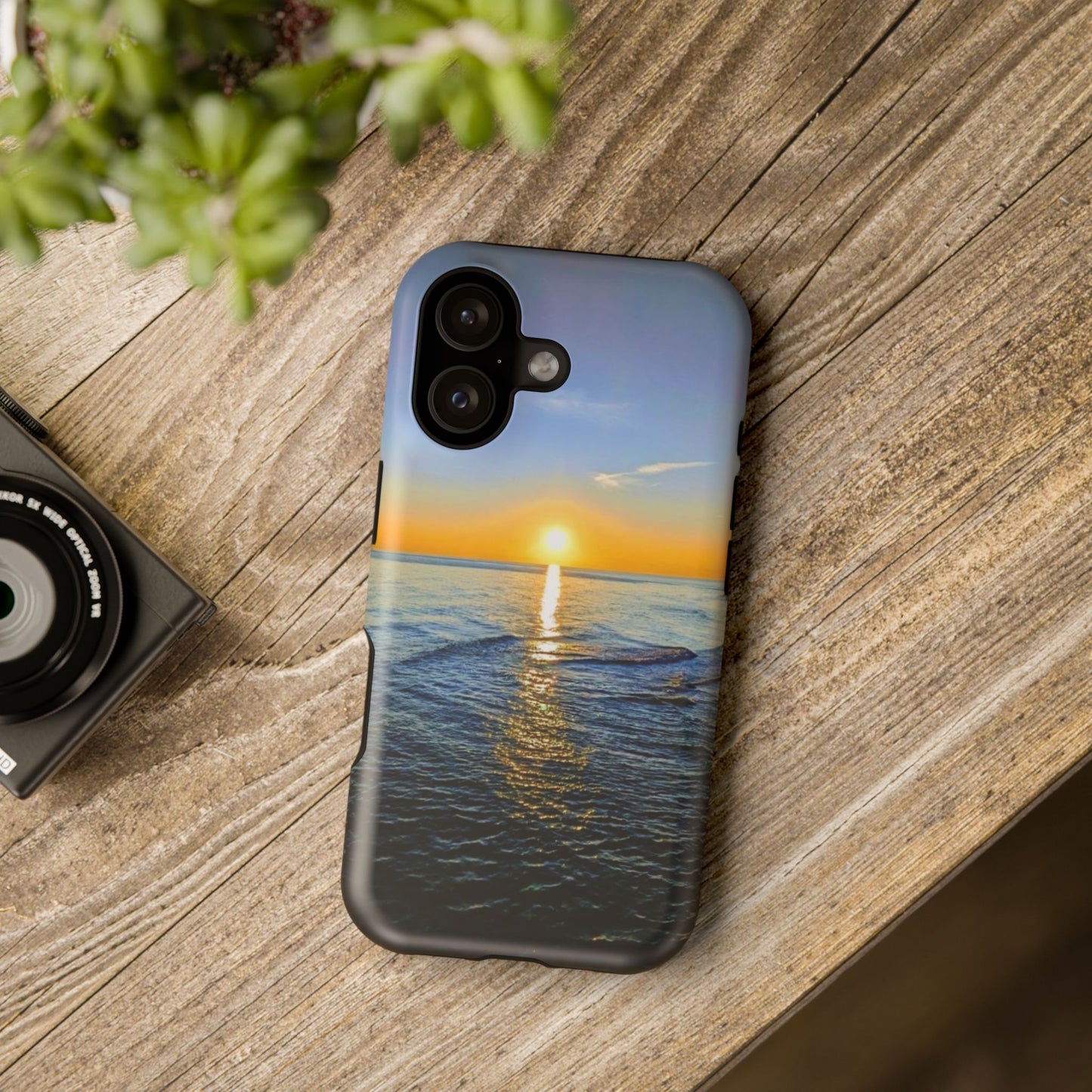 Sunset Over Ocean Impact-Resistant Phone Case — Beach Wave Protective Cover