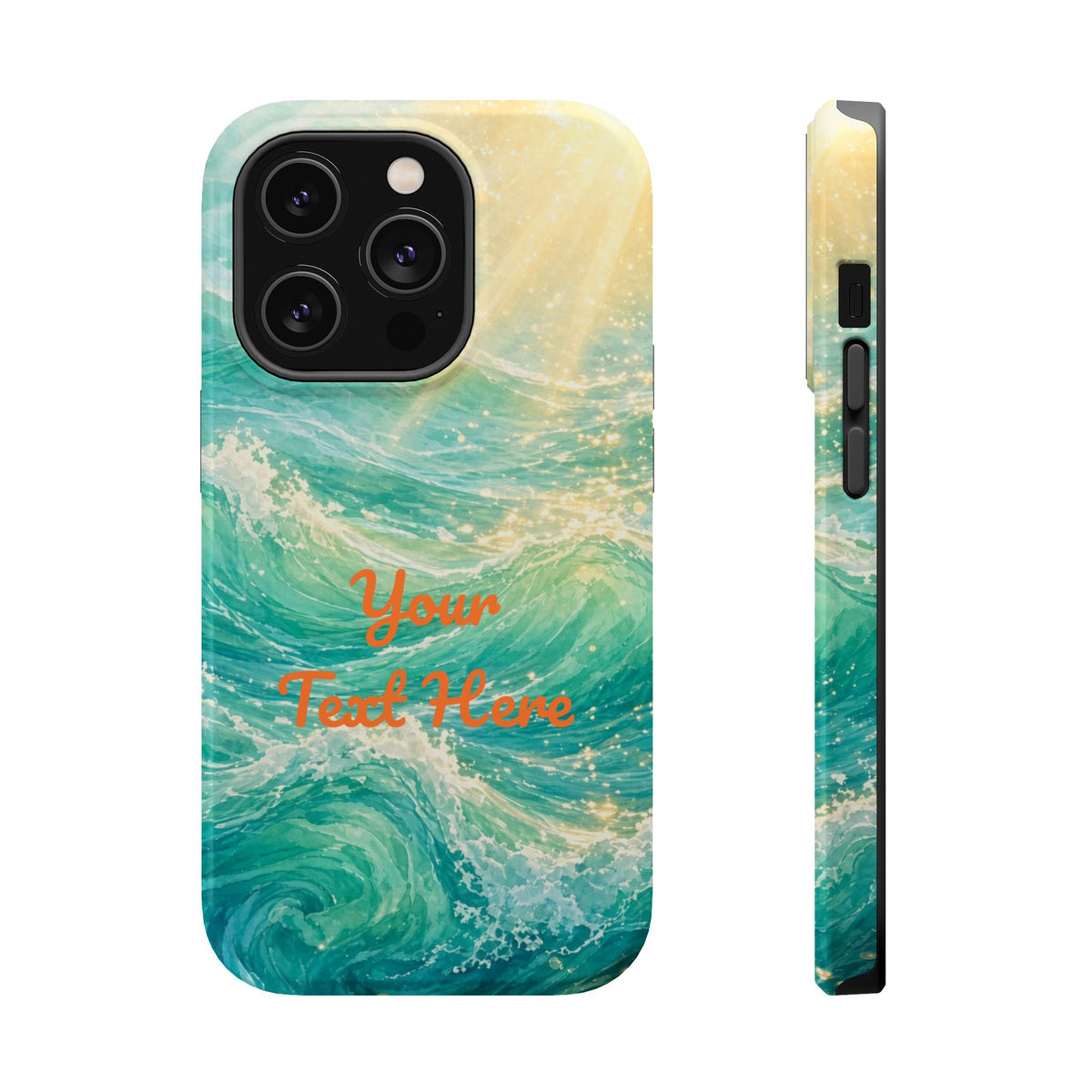 Personalized Magnetic Impact Phone Case – Custom Name or Verse on Ocean Waves - for iPhone and Samsung
